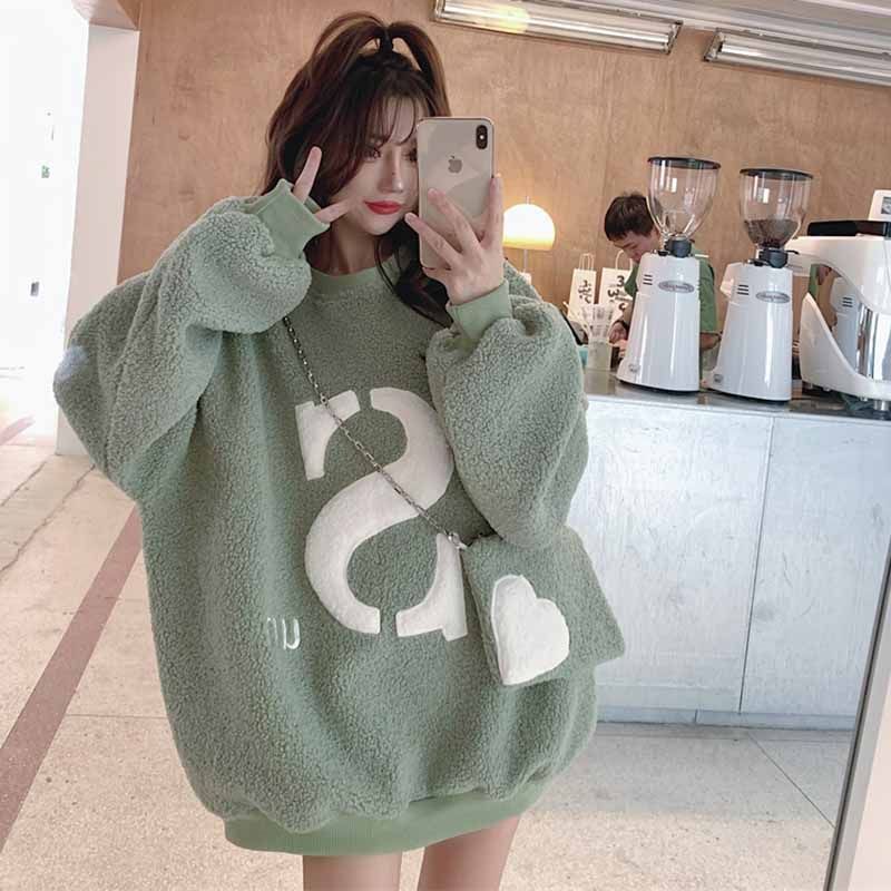 Áo Sweater Lông Cừu Dày Dặn Thoải Mái Phong Cách Hàn Quốc Dễ Thương Cho Nữ