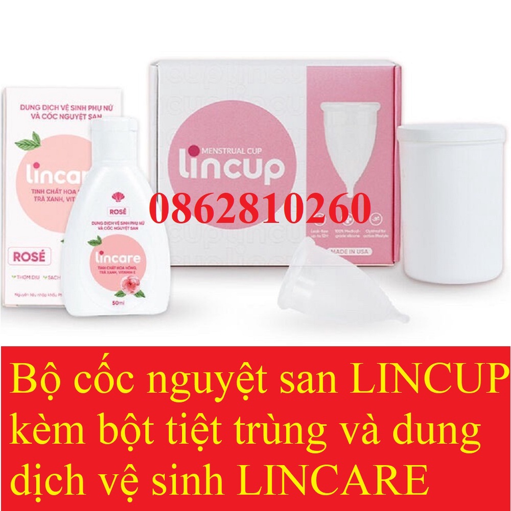 Cốc Nguyệt San Lincup Menstrual Cup đủ size 0/1/2 lincup+ bột tiệt trùng vệ sinh lincare [Lingroup Sensitive Teen New]