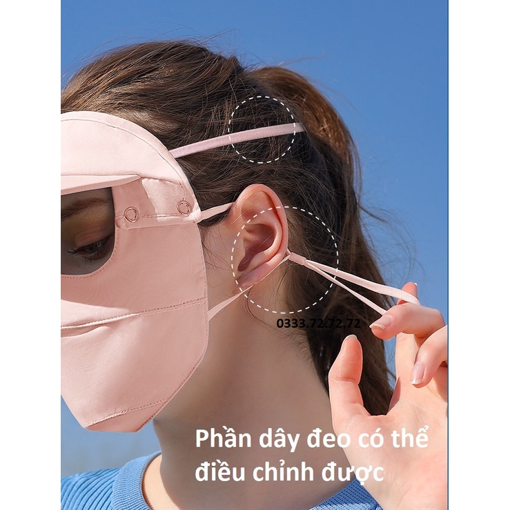 Khẩu trang toàn mặt, có mái che nắng làm mát UPF 35/50+ Ngăn Chặn 97% Tia UV, giặt được