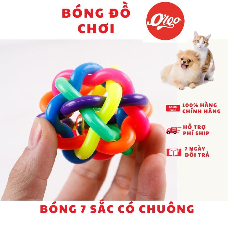 Bóng bảy sắc cầu vồng có chuông Orgo New đồ chơi cho chó mèo