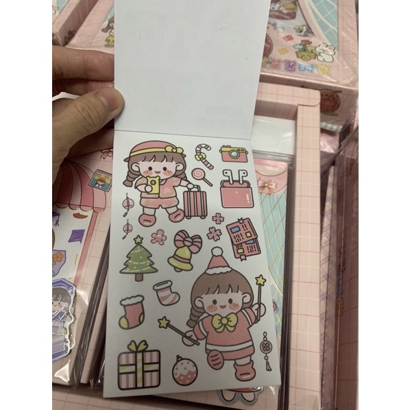 Sticker 12 tấm dạng sổ hình dính cute