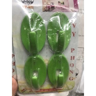 Combo 10 vĩ móc dán tường hình Ovan màu xanh lá có đinh đóng vào tường