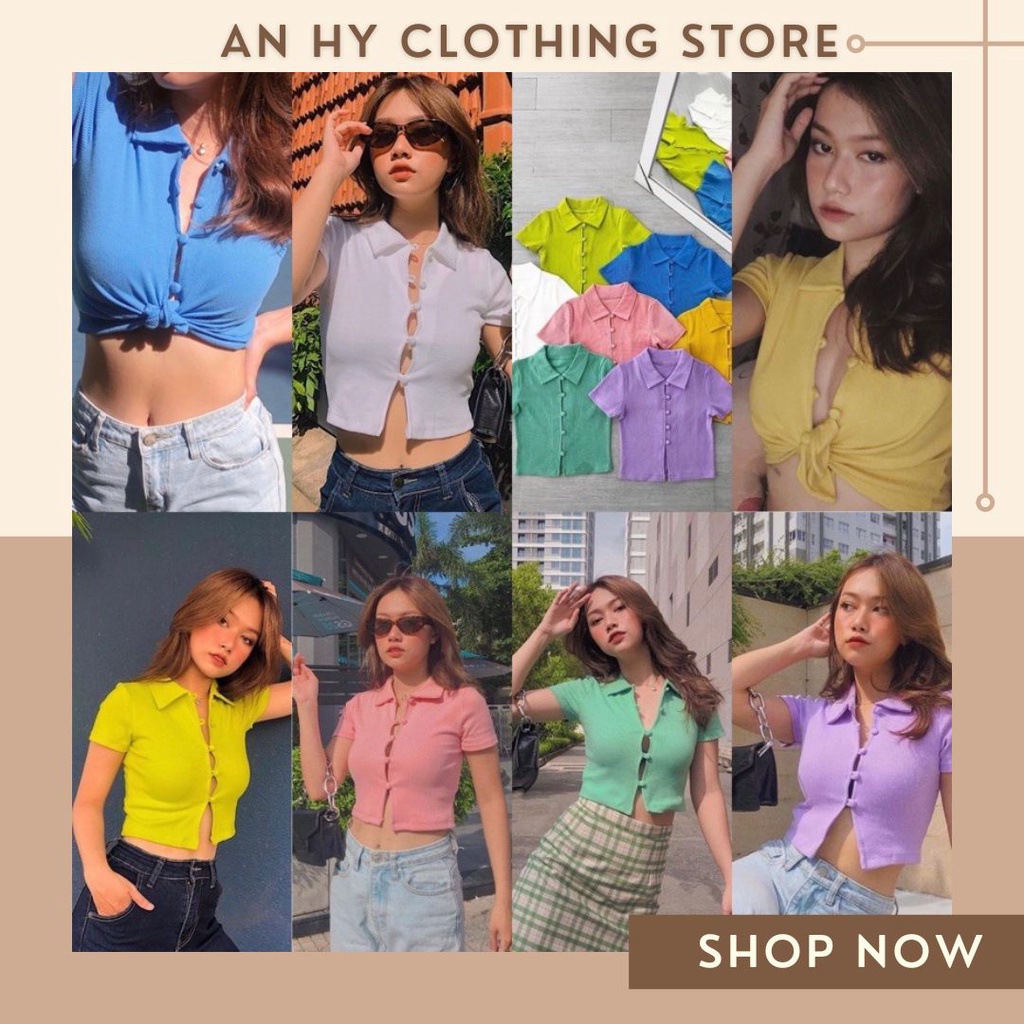 (có bán sỉ,ảnh thật,hoả tốc)🍒ÁO_CROPTOP_POLO_NÚT_BỌC🥑