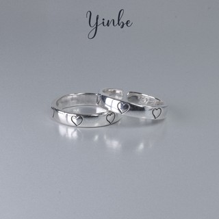 Nhẫn bạc đôi, nhẫn thân khắc hình tim, nhẫn đôi nam nữ yinbe silver freesize bạc 925 yr029