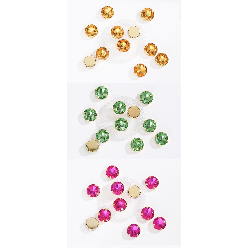 Kim Cương Giả Hình Tròn Có Móng Vuốt Màu Vàng Thêu Trên Váy Đính Đá Pha Lê Thủ Công