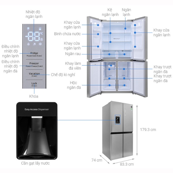 Tủ Lạnh SAMSUNG INVERTER 488L RF48A4010M9/SV - Hàng Chính Hãng, Bảo Hành 24 Tháng