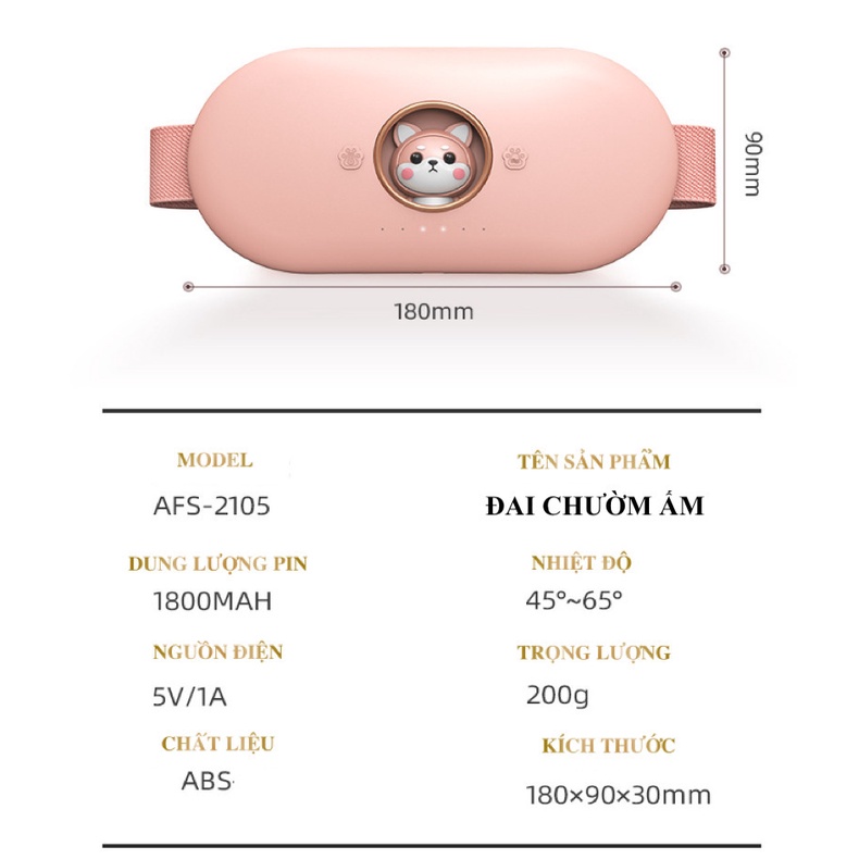 Đai massage giảm mỡ bụng giảm cân máy mát xa chườm nóng đau bụng kinh không dây sạc pin