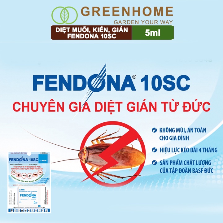 Thuốc diệt muỗi Fendona 10sc, gói 5ml, hiệu quả, không mùi, diệt gián, ruồi,kiến ba khoang, côn trùng |Greenhome