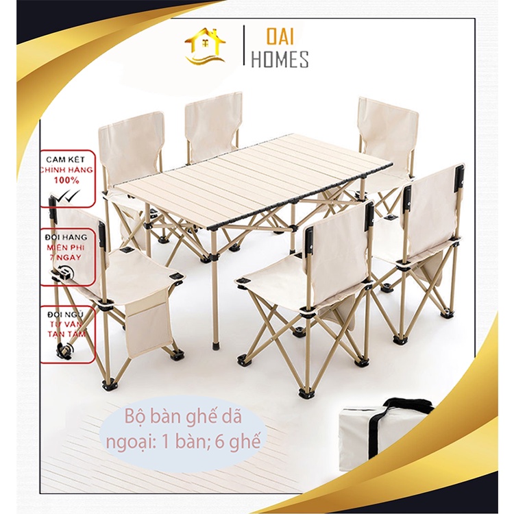 Bộ Bàn Ghế Dã Ngoại Cho Gia Đình Combo 1 Bàn 6 Ghế Kèm Túi Đựng - Oai Homes
