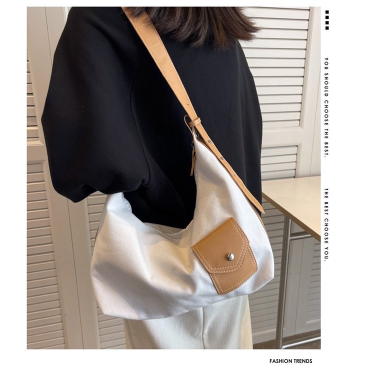 MISCHA Túi Xách Đeo Vai Nhiều Ngăn Bằng Vải Bạt Thời Trang Mùa Hè Hàn Quốc Mới 2022