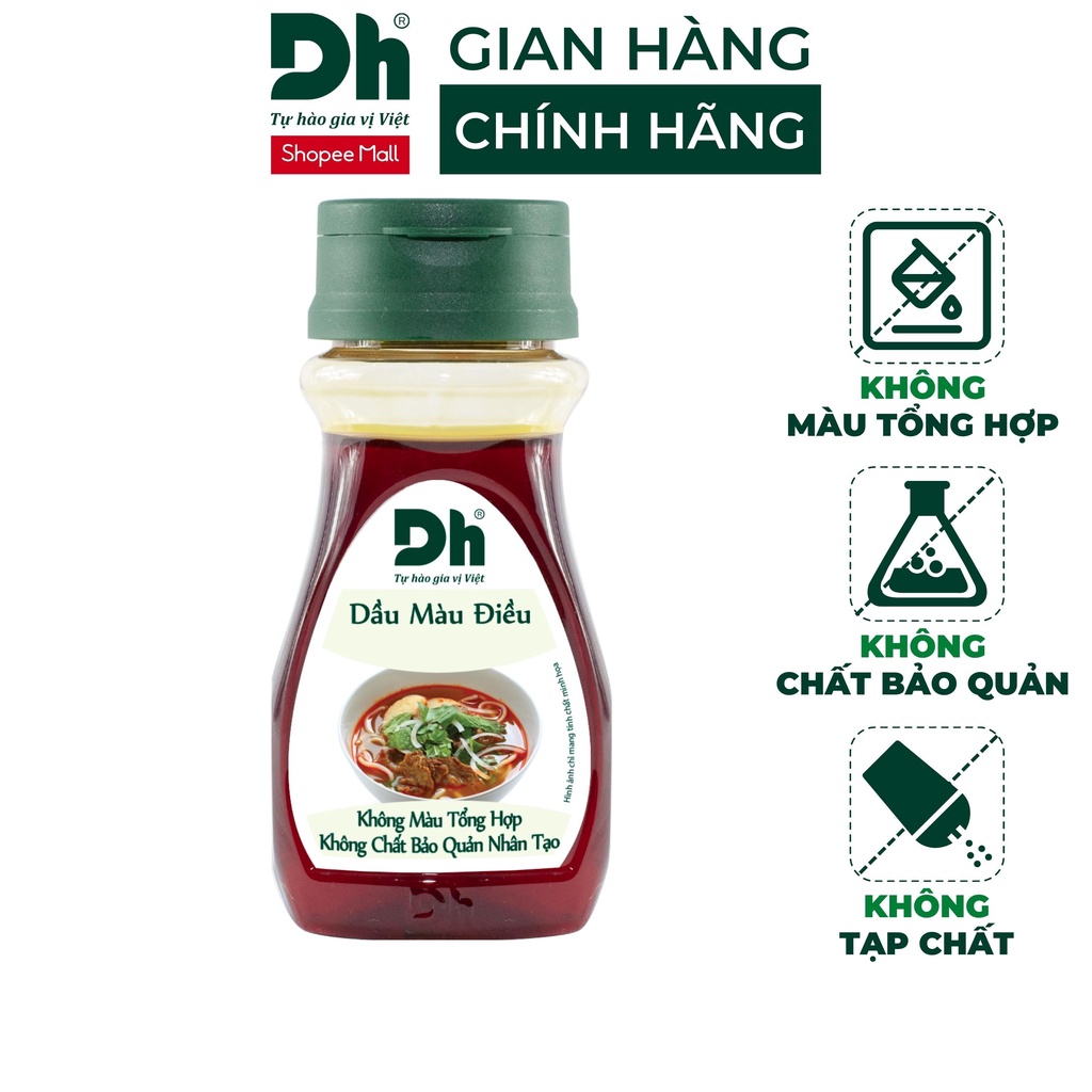 Dầu màu điều Dh Foods gia vị chế biến thực phẩm, tạo màu tự nhiên cho món ăn lọ 100ml