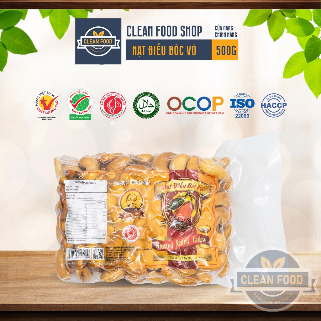 Hạt Điều Rang Bóc Vỏ Bà Tư Bình Phước Gói 500gr hút chân không ăn liền