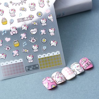 Miếng dán trang trí móng tay 5d hình hello kitty xinh xắn