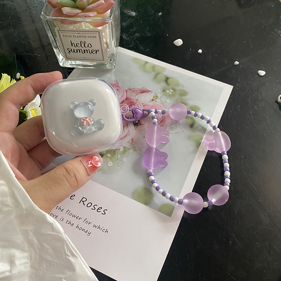 Vỏ Bảo Vệ Hộp Sạc Tai Nghe Samsung Galaxy buds 2 / buds live / buds Pro Bằng Silicon Trong Suốt Họa Tiết Hoạt Hình Chú Gấu Dễ Thương