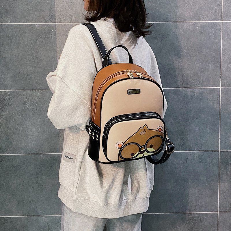 Balo da nữ dễ thương hình gấu đeo kính mẫu mới thời trang giá rẻ DIOMI