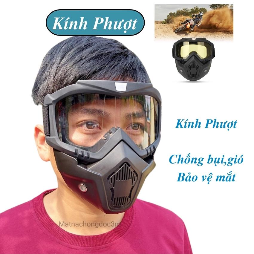 Mặt Nạ Phượt Beon Kèm Kính Dùng Cho Mũ 3/4 Chống Gió Bụi  Hiệu Quả(Hàng Cao Cấp)