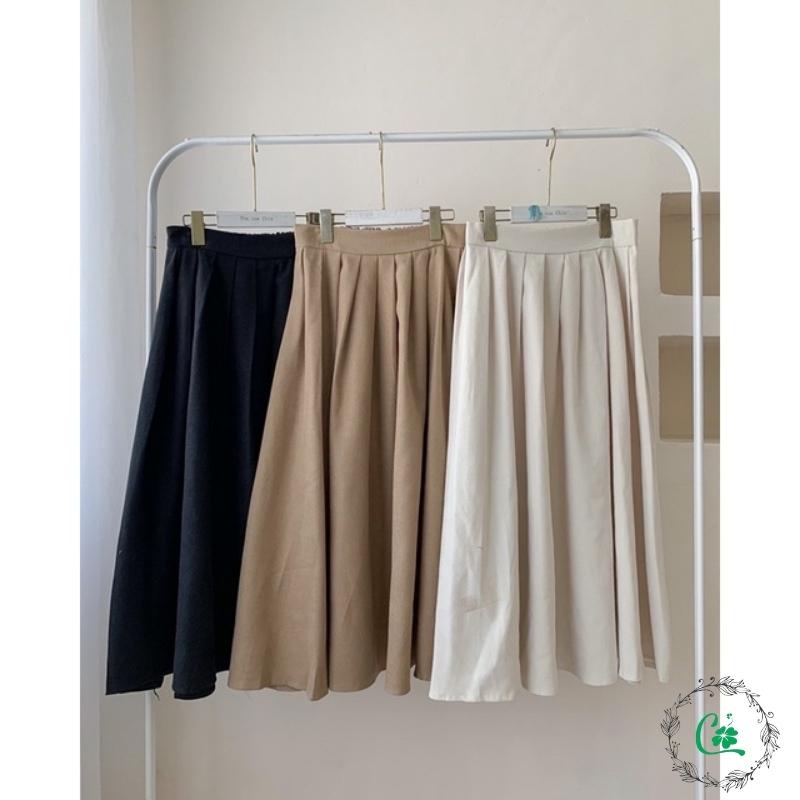Chân váy dài xếp ly chất kaki 2 da CV06 COCOSTORE