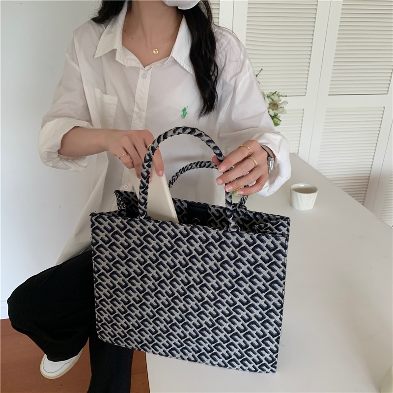 Ielgy Túi Xách Đeo Vai canvas Sức Chứa Lớn Kiểu jacquard retro Cho Nữ