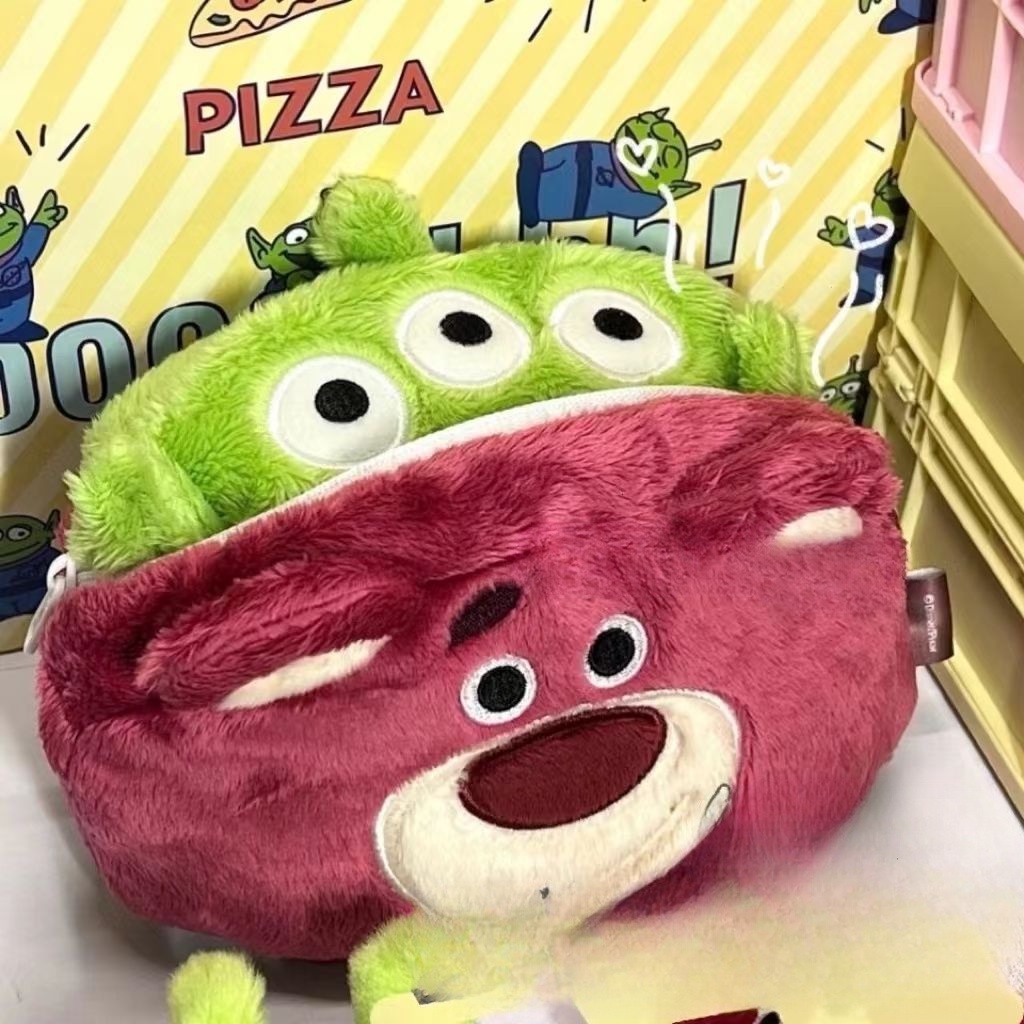 Túi Đựng Bút Mềm Mại Hai Mặt Sức Chứa Lớn Hình Chú Gấu / Dâu Tây Ba Mắt Dễ Thương Có Sẵn