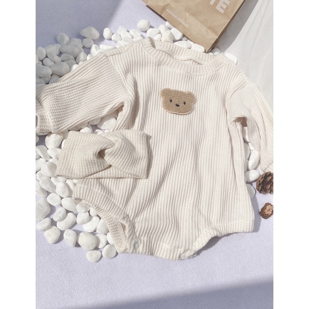 Body dài tay cotton wafter kèm turban cho bé