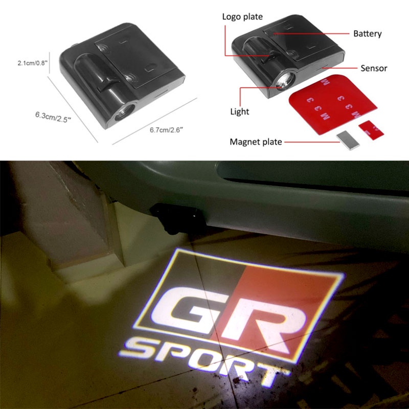 Set 2 Đèn LED Chiếu Sáng Gắn Cửa Xe Hơi Thể Thao Toyota GR Gazoo Racing / GR