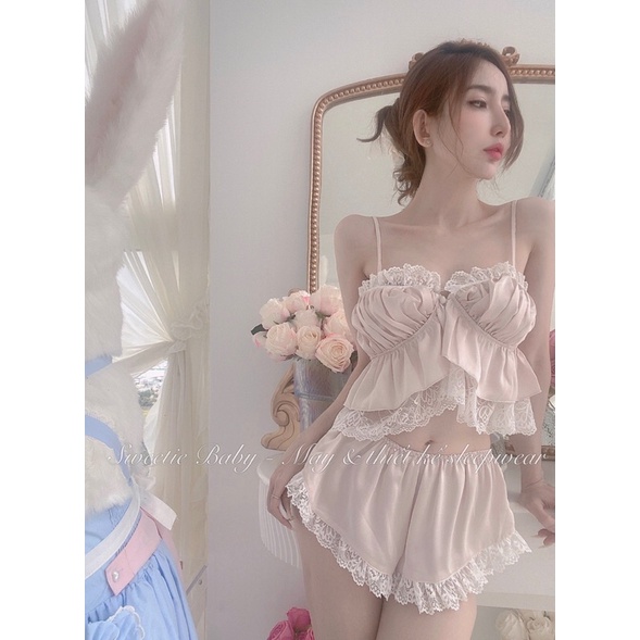 Set mặc nhà lụa ngắn dây