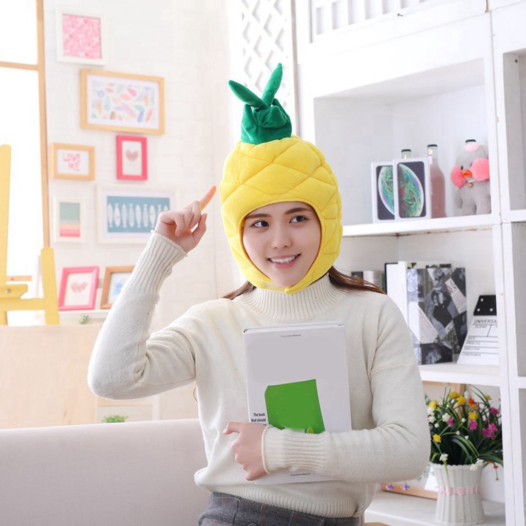 Mũ Trùm Đầu Hình Sư Tử / Hoa Hướng Dương / Quả Dứa Bằng Lông Nhung Mềm Mại Kích Cỡ Lớn