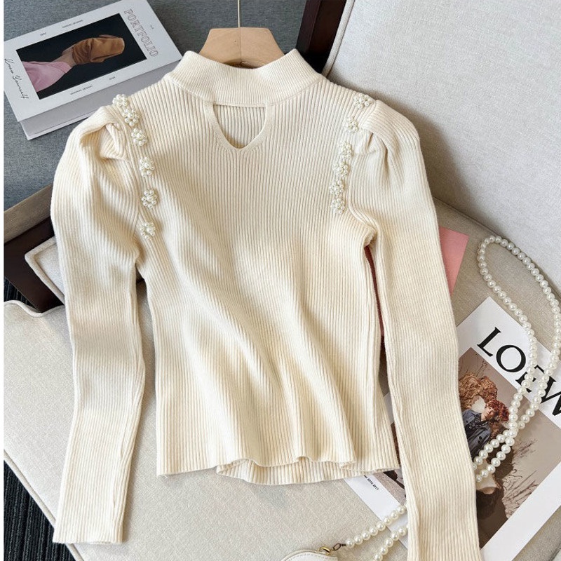 Áo sweater Dệt Kim Tay Phồng Thời Trang Thu Đông Dành Cho Nữ