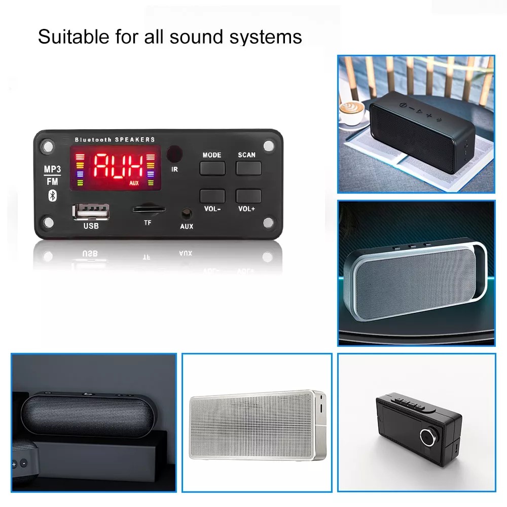 Mạch khuếch đại Giải Mã Âm Thanh Bluetooth 5.0 25W *2 Màn LCD 12V B2i Amplifier Bluetooth speaker