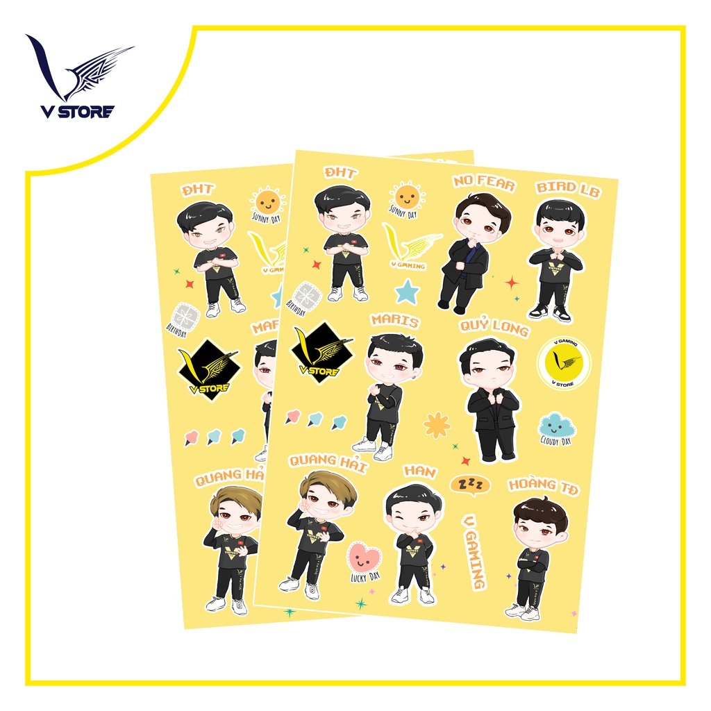 BLACK FRIDAY Sticker V Gaming AOV Chibi A5 màng kim tuyến hình dán trang trí sổ tay điện thoại laptop