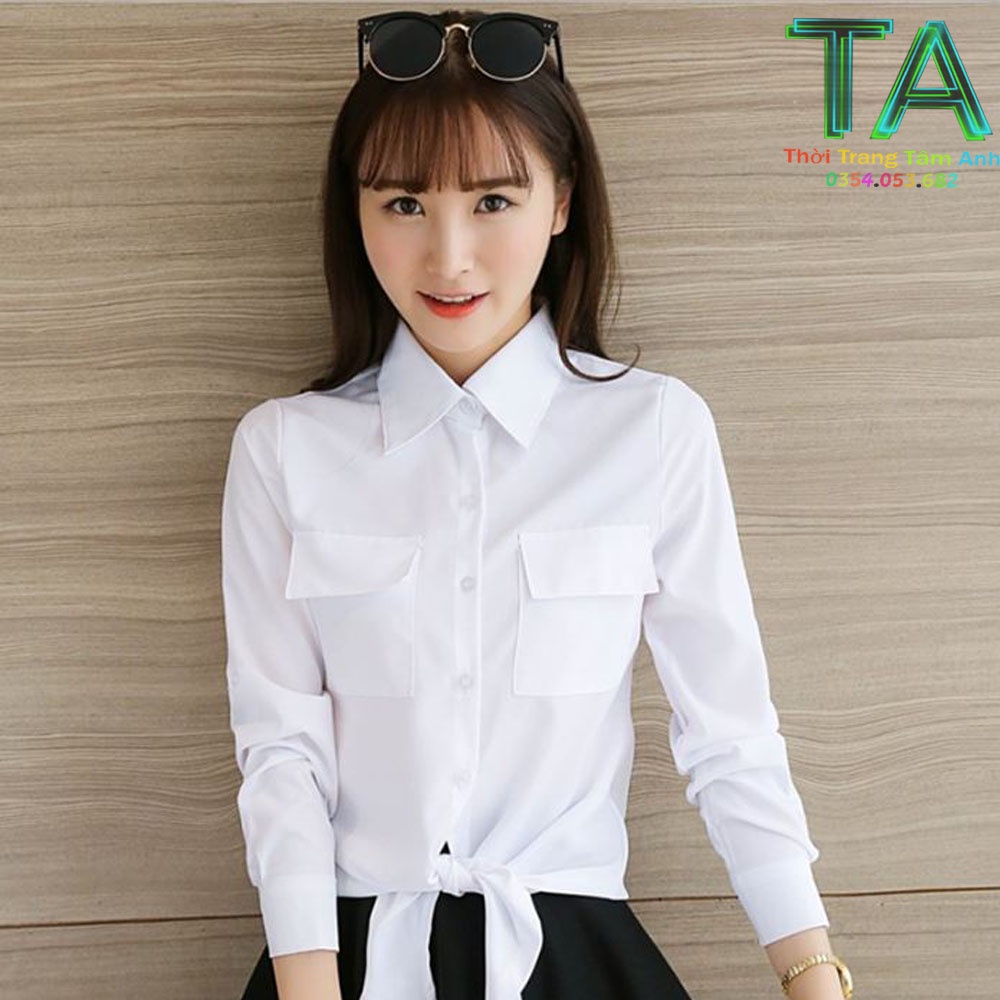 Sơ mi trắng phụ nữ thắt nút phiên bản hàn quốc (Tâm Anh_ Thời Trang Sỉ Lẻ)