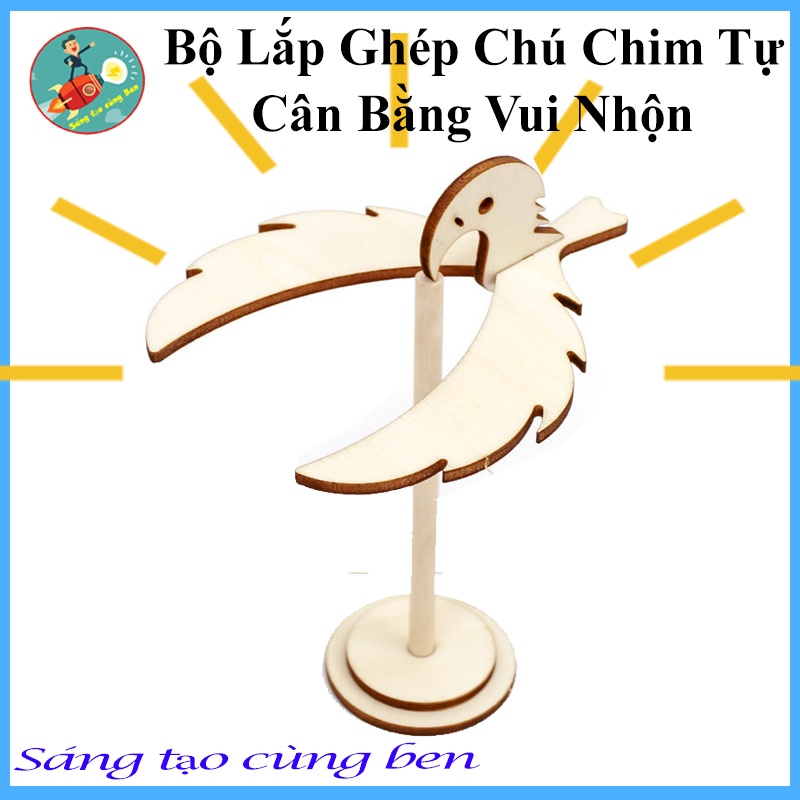 Đồ chơi stem - Bộ lắp ghép chú chim Gỗ tự động cân bằng theo phương pháp giáo dục Stem, Steam