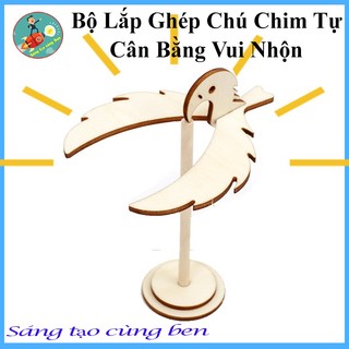 Đồ chơi stem - Bộ lắp ghép chú chim Gỗ tự động cân bằng theo phương pháp giáo dục Stem, Steam
