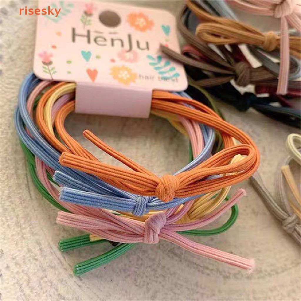 Set 6 Dây Buộc Tóc Thắt Nơ Hai Trong Một Đơn Giản Phong Cách Hàn Quốc