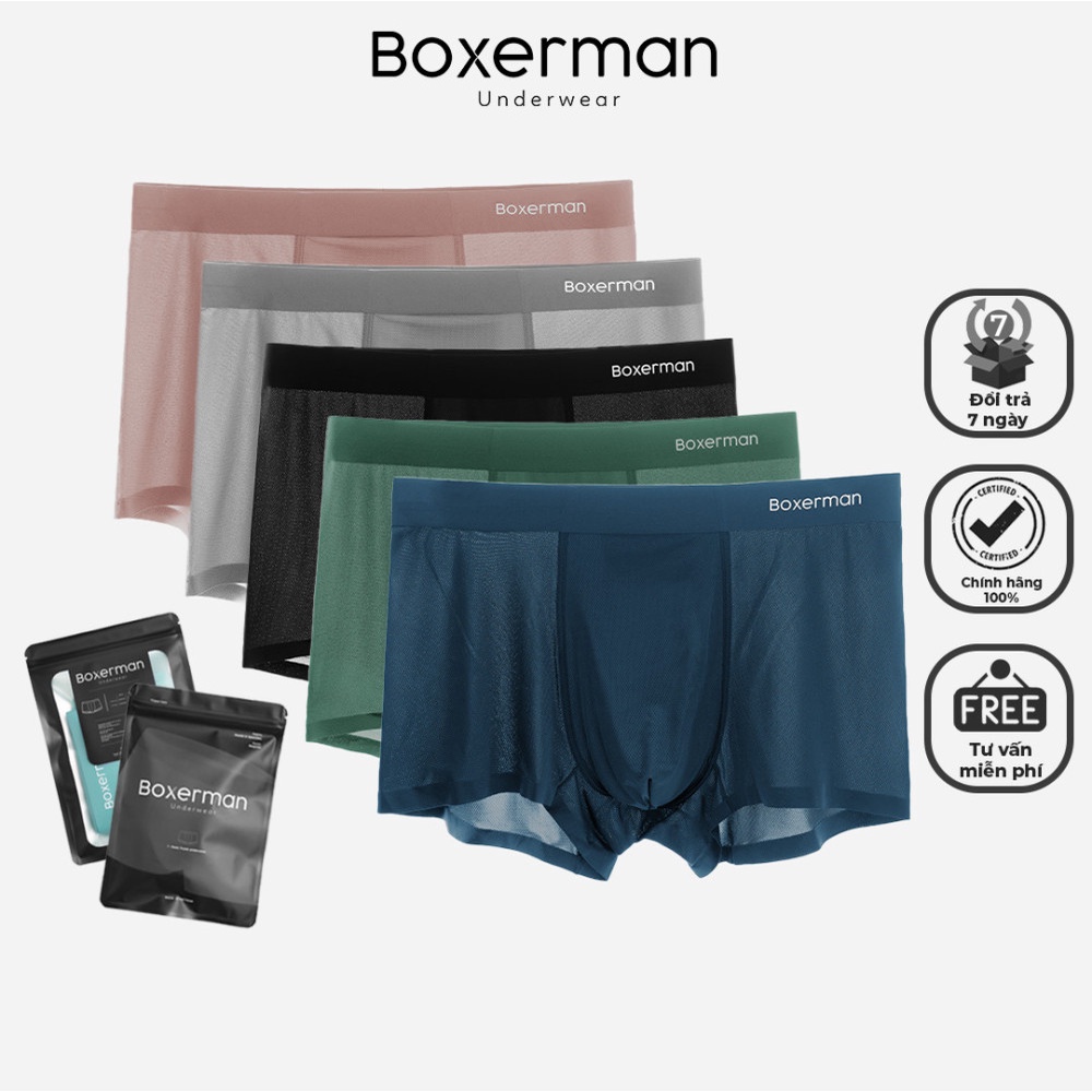 Combo 4 quần sịp đùi nam boxer PROPLUS thun lạnh co dãn thấm hút kháng khuẩn khử mùi BOXERMAN