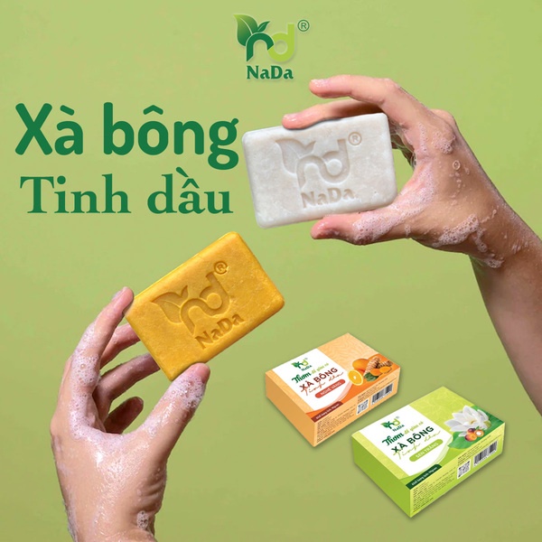 Xà bông tinh dầu NADA OILS handmade từ thiên nhiên, nghệ vàng, sen trắng, thơm và lành tính 90g