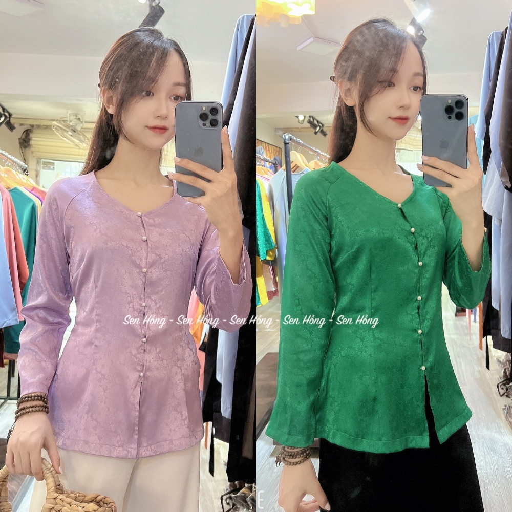 ÁO BÀ BA GẤM VÂN HOA NỔI 3D # đồ bà ba lẻ áo quần chính hãng Sen Hồng # bà ba siêu sang chảnh AB12