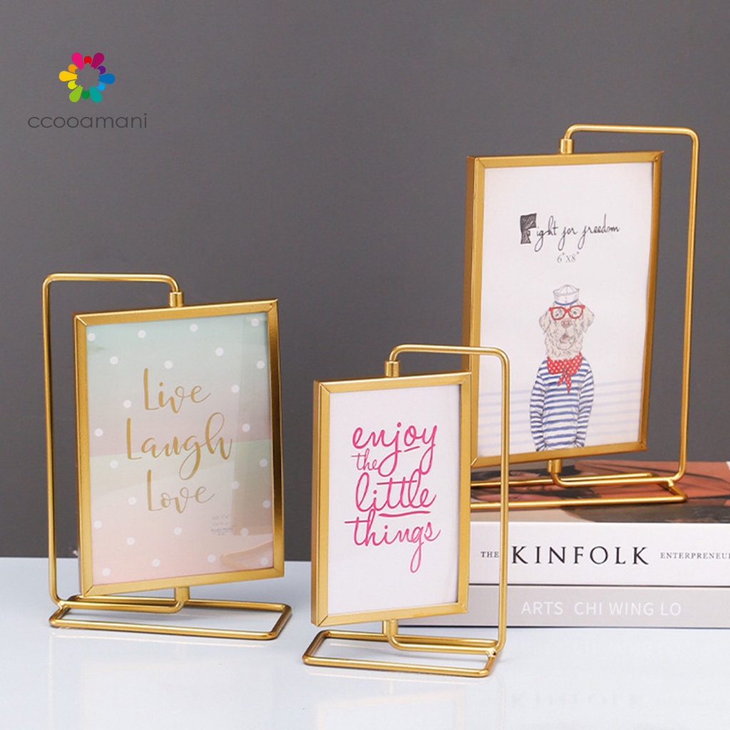 Khung Ảnh Kim Loại Hình Chữ Nhật Có Thể Xoay Được Thiết Kế Tối Giản Hiệ