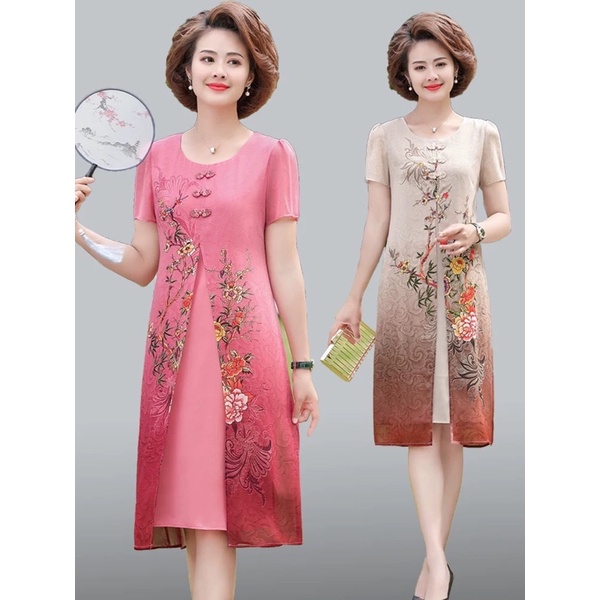 Đầm suông trung niên bigsize họa tiết MU08 2021