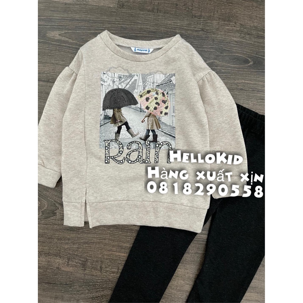 B611 - Bộ áo nỉ rain kèm legging MOR bé gái