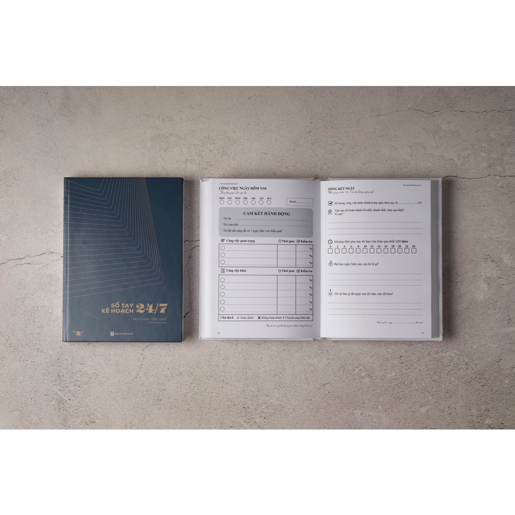 Sách - Sổ tay Kế Hoạch 24/7- Bìa da sang trọng-Xây dựng thói quen lập kế hoạch, vượt qua trì hoãn và chinh phục mục tiêu
