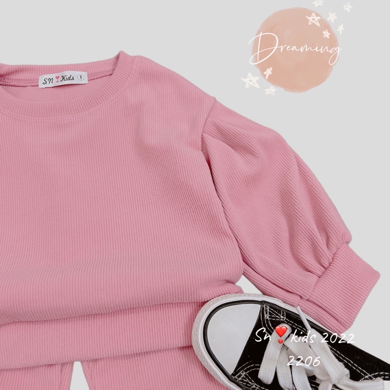 Bộ len nhung trơn mềm mịn sn kids bé gái