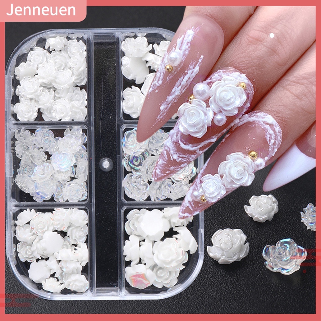 Bộ 90 Phụ Kiện Trang Trí Móng Tay Tạo Hiệu Ứng 3D Hình Bông Hoa Xinh Xắn