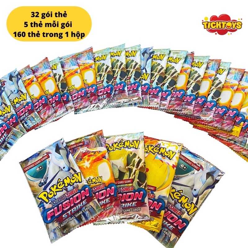 Hộp 32 túi thẻ bài Pokemon VIP túi 5 thẻ
