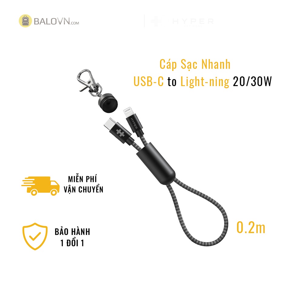 Cáp Sạc Nhanh iP14/13/12 Series HyperDrive USB-C ra Ligh_ning 20/30W Tough 2m MFi