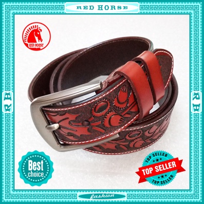 Thắt lưng nam dây nịt nam redhorse da bò dây chạm khắc sang trọng tặng vòng tỳ hưu REDH_02D
