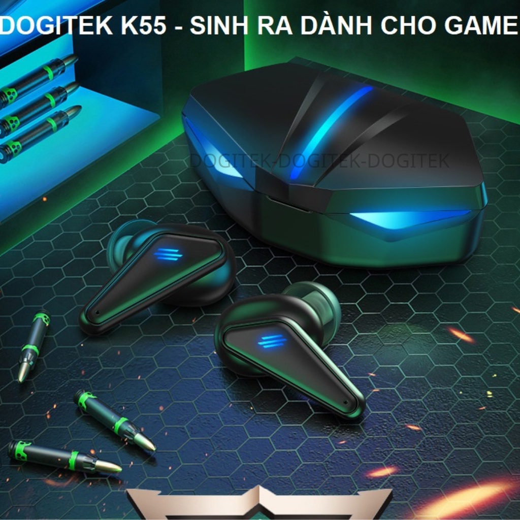 Tai nghe gaming bluetooth Dogitek K55 có bass căng 10D và thiết kế tinh tế ( Bản quốc tế,Combo tặng găng tay)