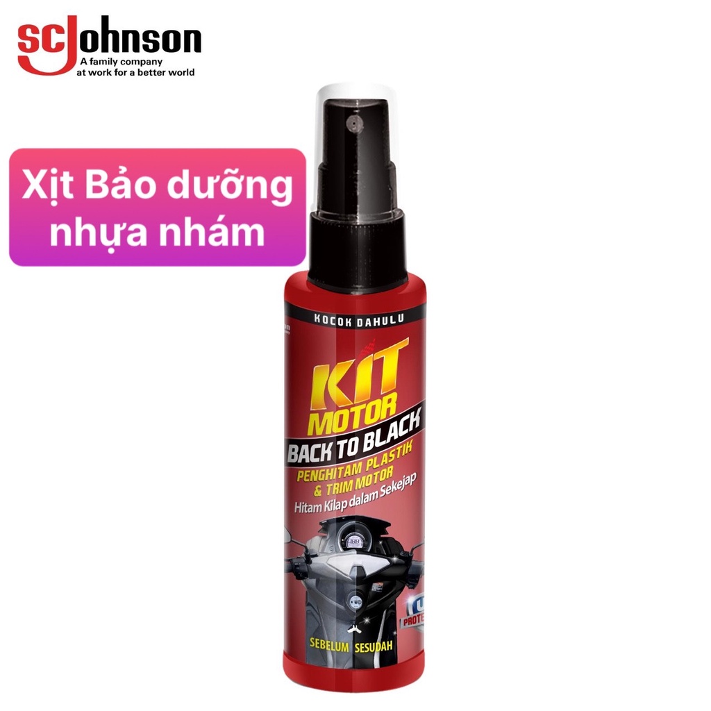 BẢO DƯỠNG NHỰA NHÁM / NHỰA MÀU - KIT MOTOR BLACK TO BLACK (115ml)