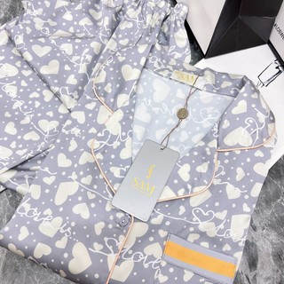 Bộ lụa Sam luxury, pijama lụa mặc nhà dài tay cao cấp