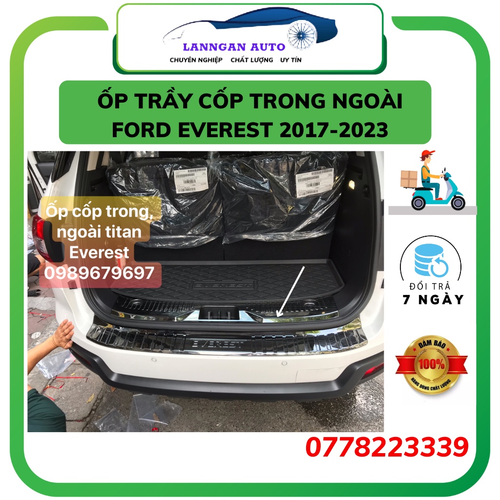 Ốp chống trầy cốp xe FORD EVEREST 2017-2021, 2022- 2023 Chất liệu Titan cao cấp, sang trọng